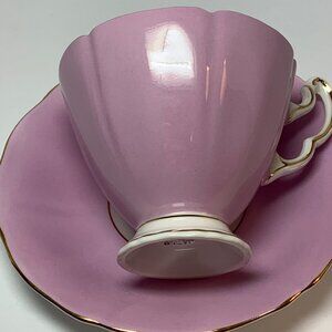 Vintage Adderley Bone China Lilac Pink Gold Teacup & Saucer Made In England.